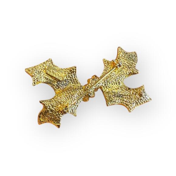 Eisenberg Ice Holiday Christmas Holly Vintage Brooch - Picture 2 of 3